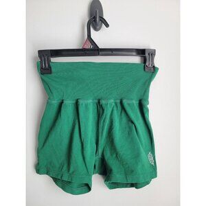 FP Movement Shorts Womens XS Green High Waist Cotton Roll Top